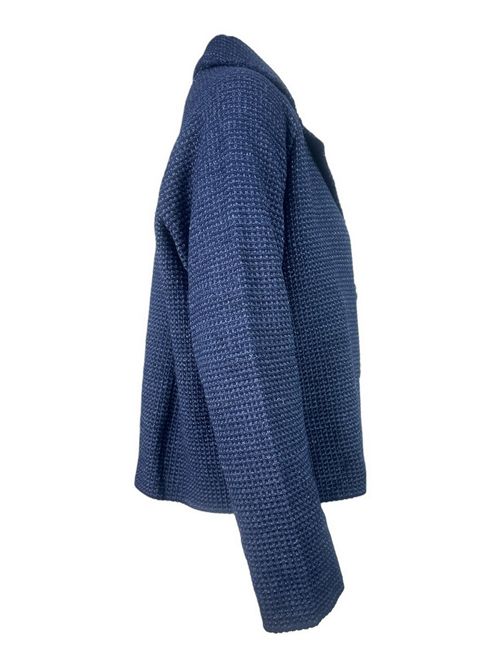 giacca donna in stuoia doppiopetto blu Base Milano | B7786-3400439